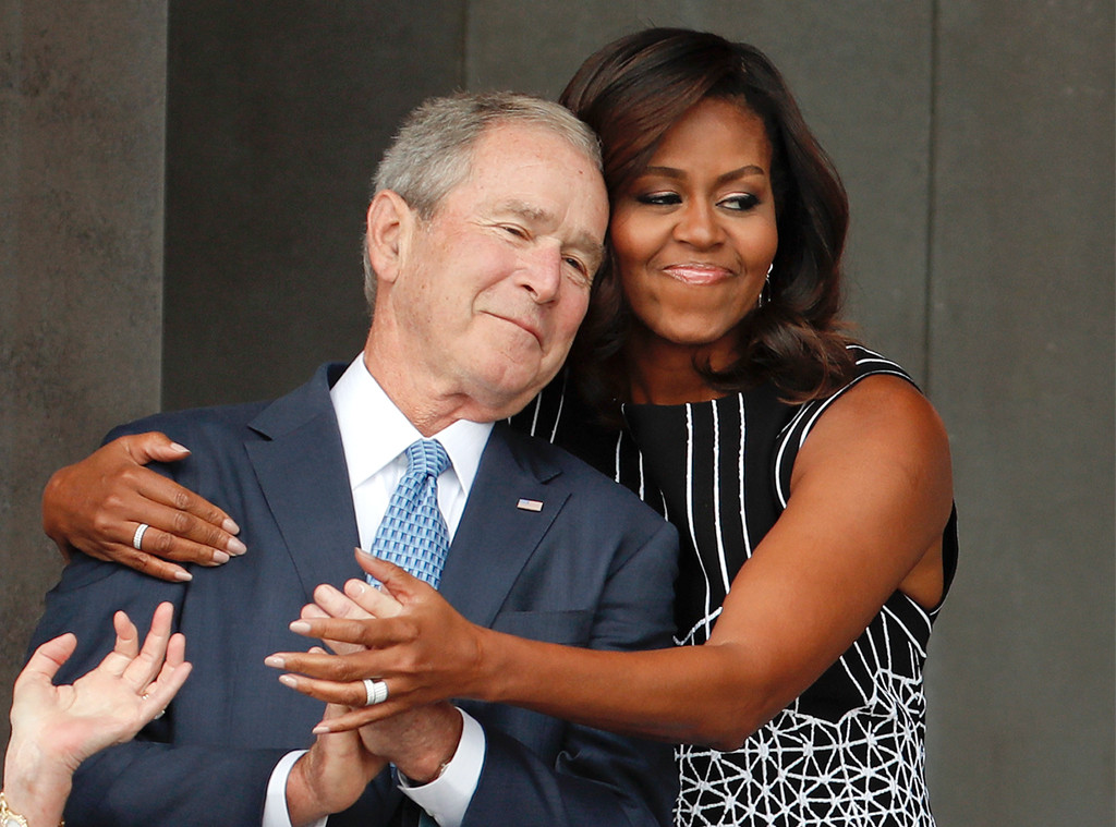 George W. Bush and Michelle Obama Share Sweet Moment at Funeral ...